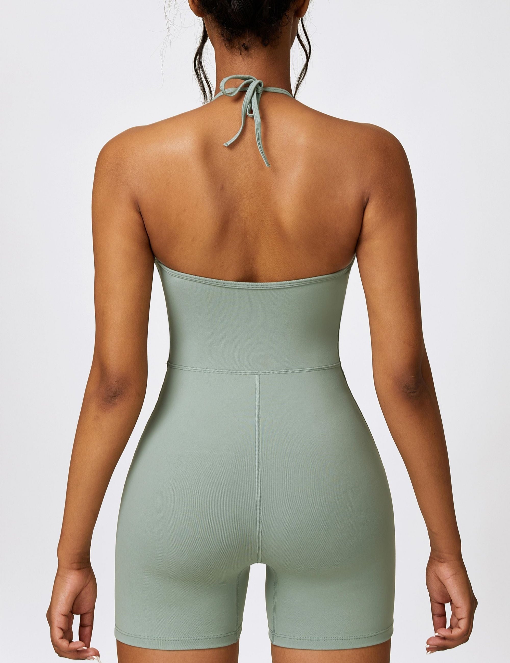 Scoop Neck Halter Short Unitard by bornfocus