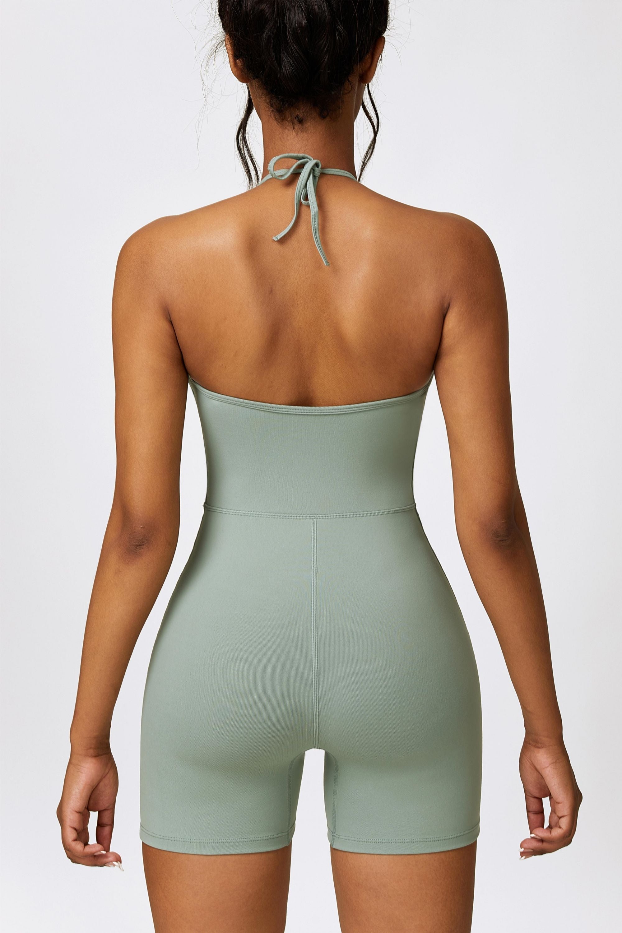 Scoop Neck Halter Short Unitard by bornfocus