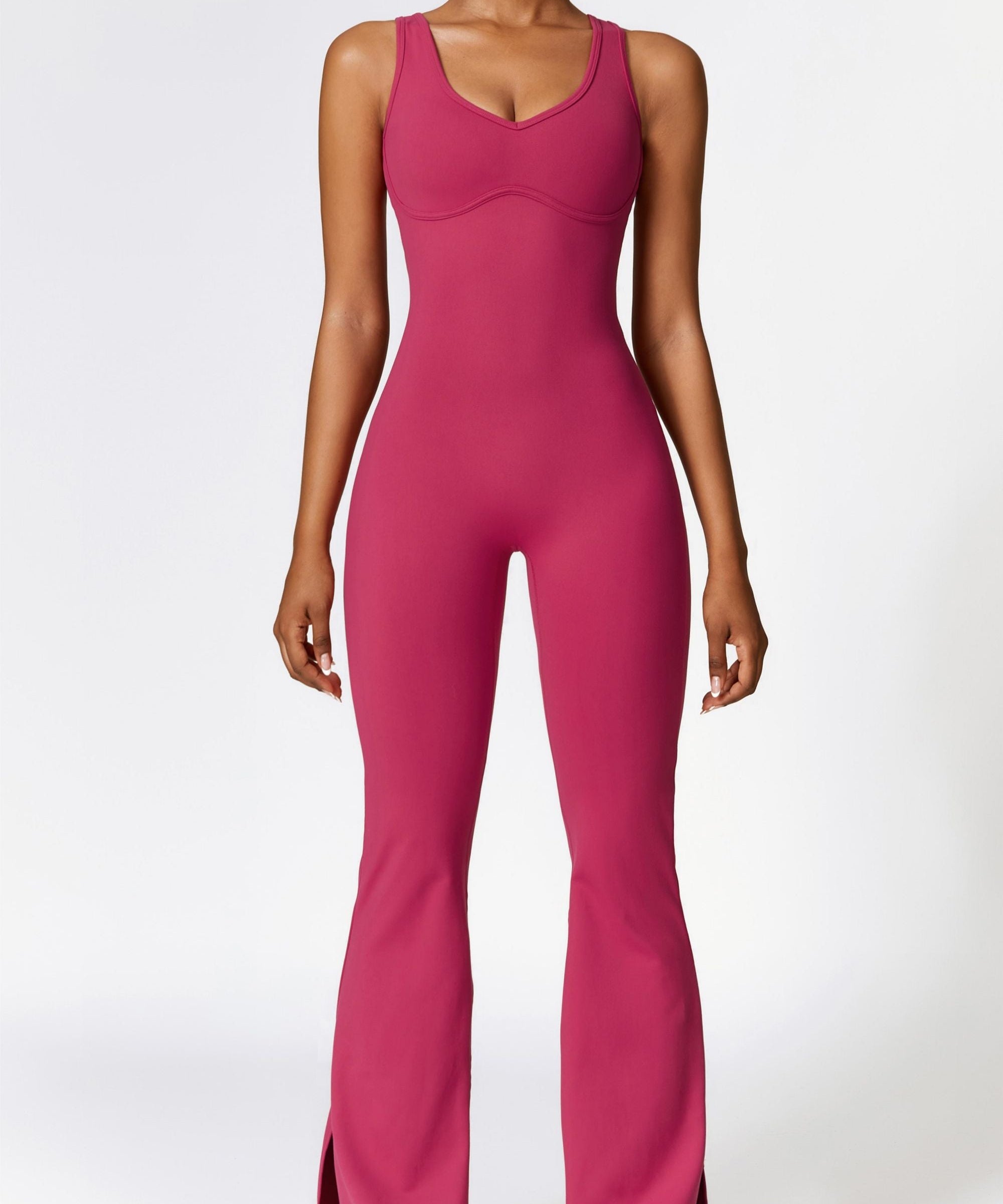 Scoop Neck Backless Flared Jumpsuit by bornfocus