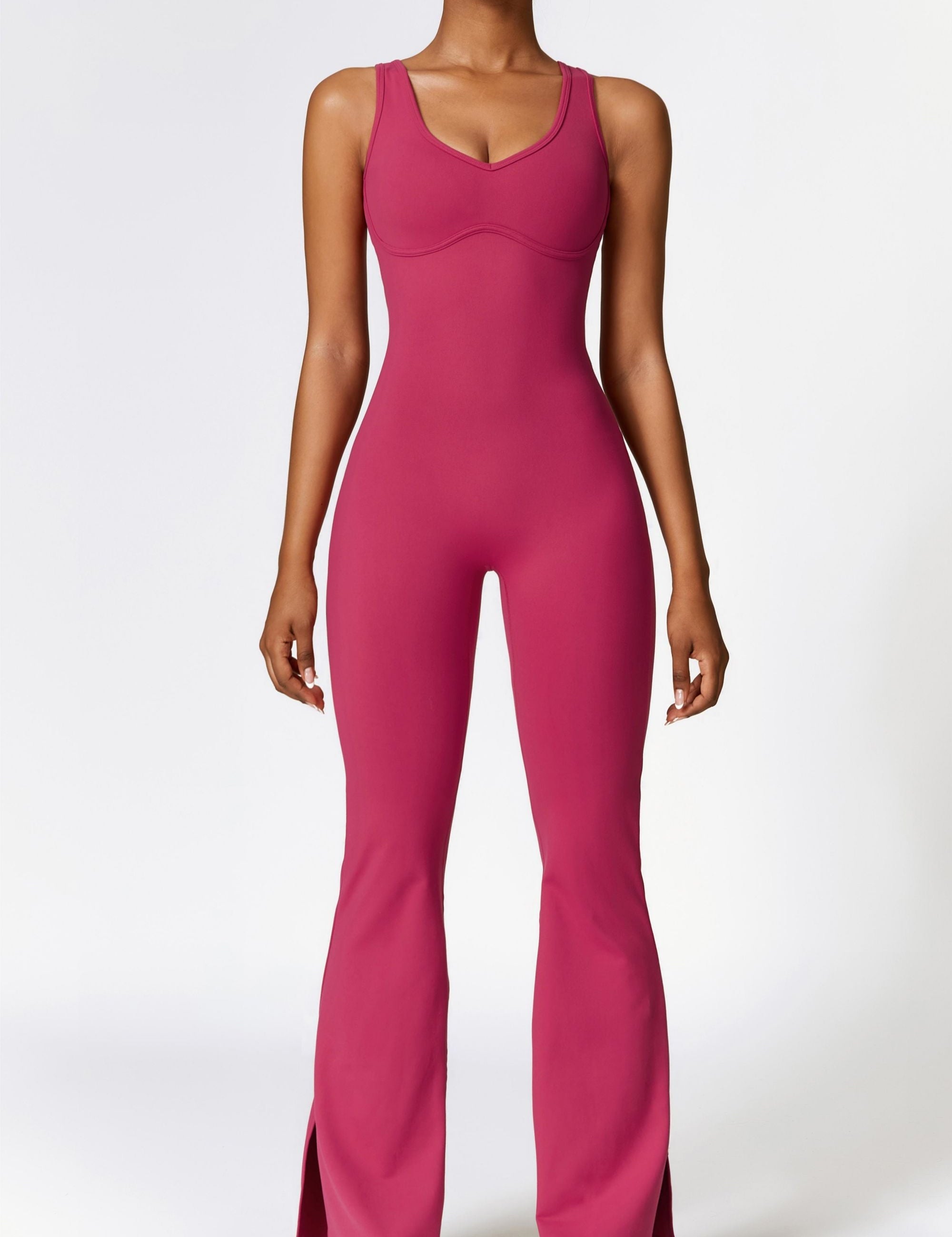 Scoop Neck Backless Flared Jumpsuit by bornfocus