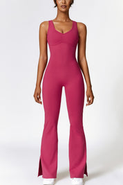 Scoop Neck Backless Flared Jumpsuit by bornfocus