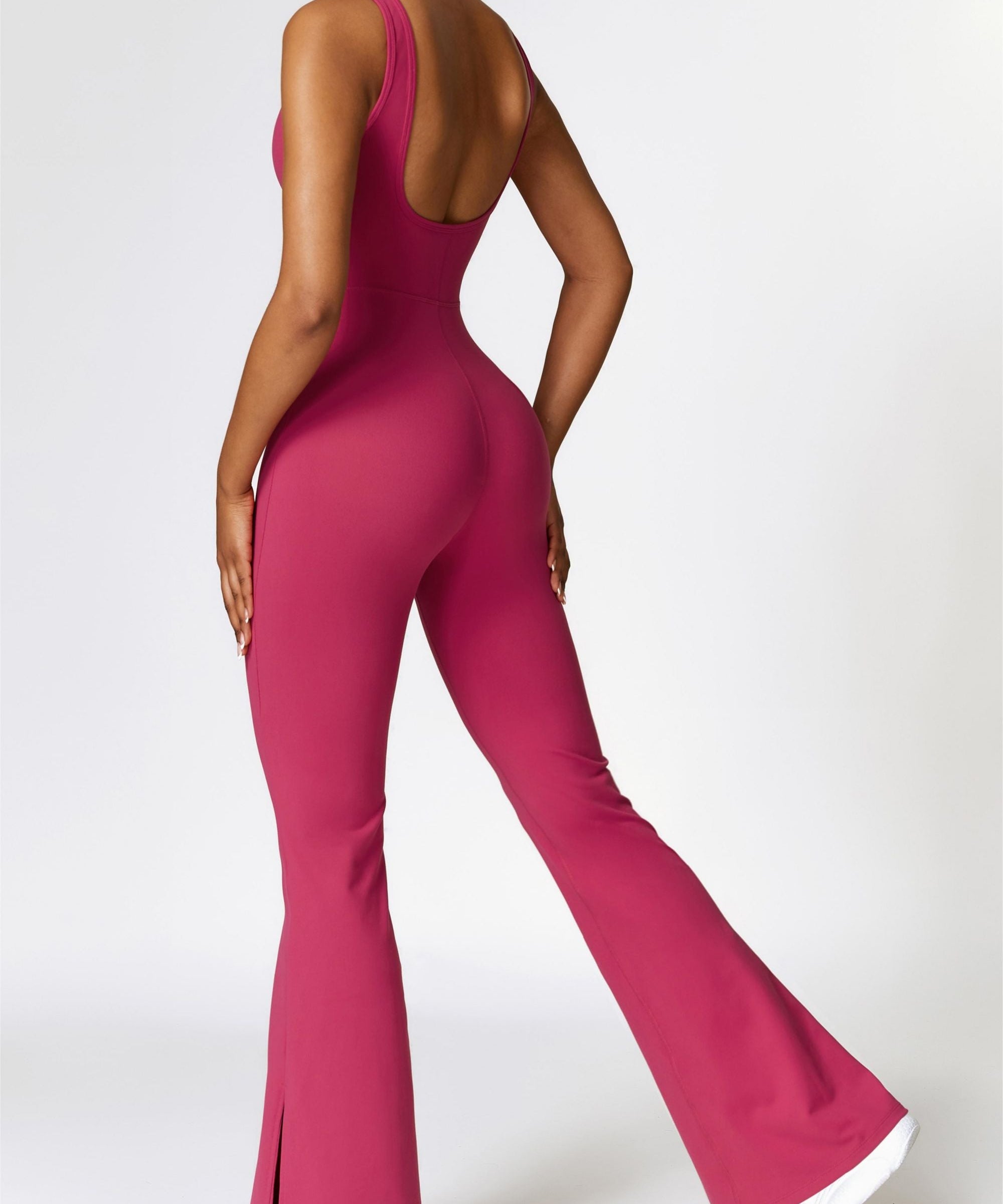 Scoop Neck Backless Flared Jumpsuit by bornfocus