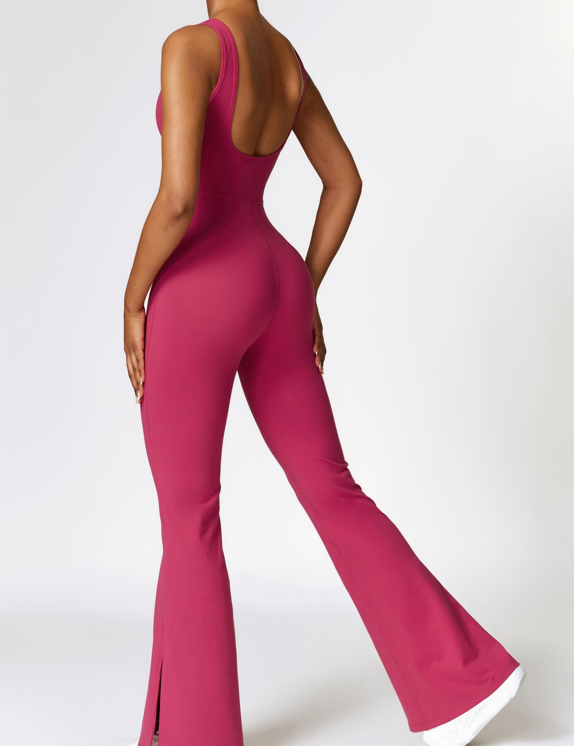 Scoop Neck Backless Flared Jumpsuit by bornfocus