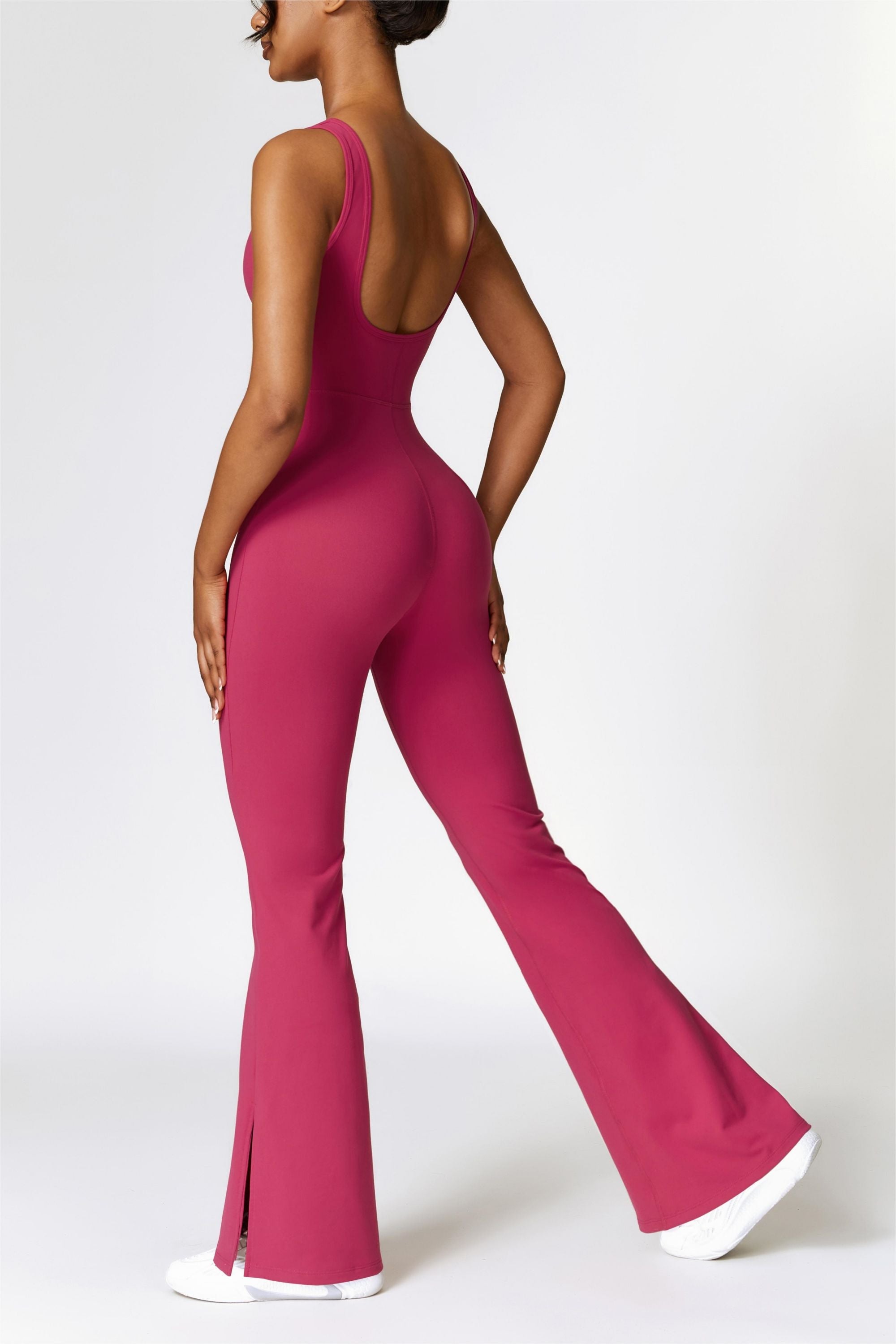 Scoop Neck Backless Flared Jumpsuit by bornfocus