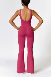 Scoop Neck Backless Flared Jumpsuit by bornfocus