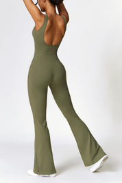 Scoop Neck Backless Flared Jumpsuit by bornfocus