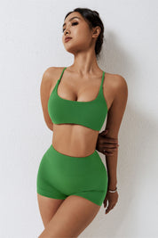 Scoop Neckline Crossover Strappy Sports Bra by bornfocus