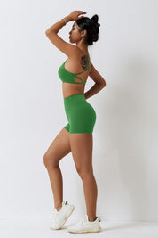 Scoop Neckline Crossover Strappy Sports Bra by bornfocus