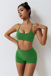Scoop Neckline Crossover Strappy Sports Bra by bornfocus