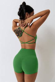 Scoop Neckline Crossover Strappy Sports Bra by bornfocus