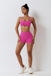 Scoop Neckline Crossover Strappy Sports Bra by bornfocus