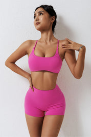 Scoop Neckline Crossover Strappy Sports Bra by bornfocus