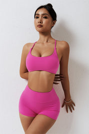 Scoop Neckline Crossover Strappy Sports Bra by bornfocus