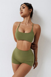 Scoop Neckline Crossover Strappy Sports Bra by bornfocus