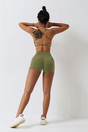 Scoop Neckline Crossover Strappy Sports Bra by bornfocus