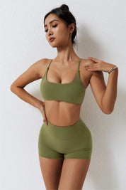 Scoop Neckline Crossover Strappy Sports Bra by bornfocus