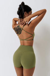Scoop Neckline Crossover Strappy Sports Bra by bornfocus