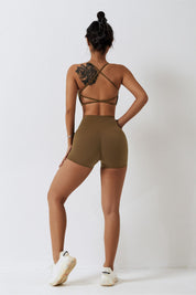 Scoop Neckline Crossover Strappy Sports Bra by bornfocus