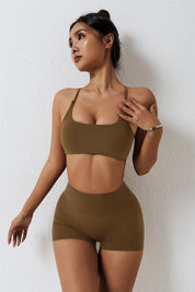 Scoop Neckline Crossover Strappy Sports Bra by bornfocus