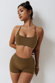 Scoop Neckline Crossover Strappy Sports Bra by bornfocus
