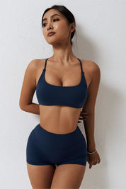 Scoop Neckline Crossover Strappy Sports Bra by bornfocus