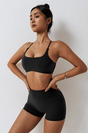 Scoop Neckline Crossover Strappy Sports Bra by bornfocus