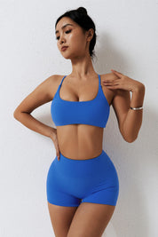 Scoop Neckline Crossover Strappy Sports Bra by bornfocus