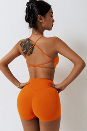 Scoop Neckline Crossover Strappy Sports Bra by bornfocus