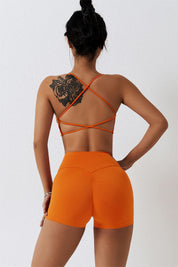 Scoop Neckline Crossover Strappy Sports Bra by bornfocus