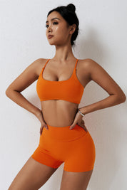 Scoop Neckline Crossover Strappy Sports Bra by bornfocus