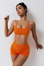 Scoop Neckline Crossover Strappy Sports Bra by bornfocus