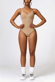 Scoop Neck Spaghetti Straps Shapewear Bodysuit by bornfocus