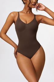 Scoop Neck Spaghetti Straps Shapewear Bodysuit by bornfocus