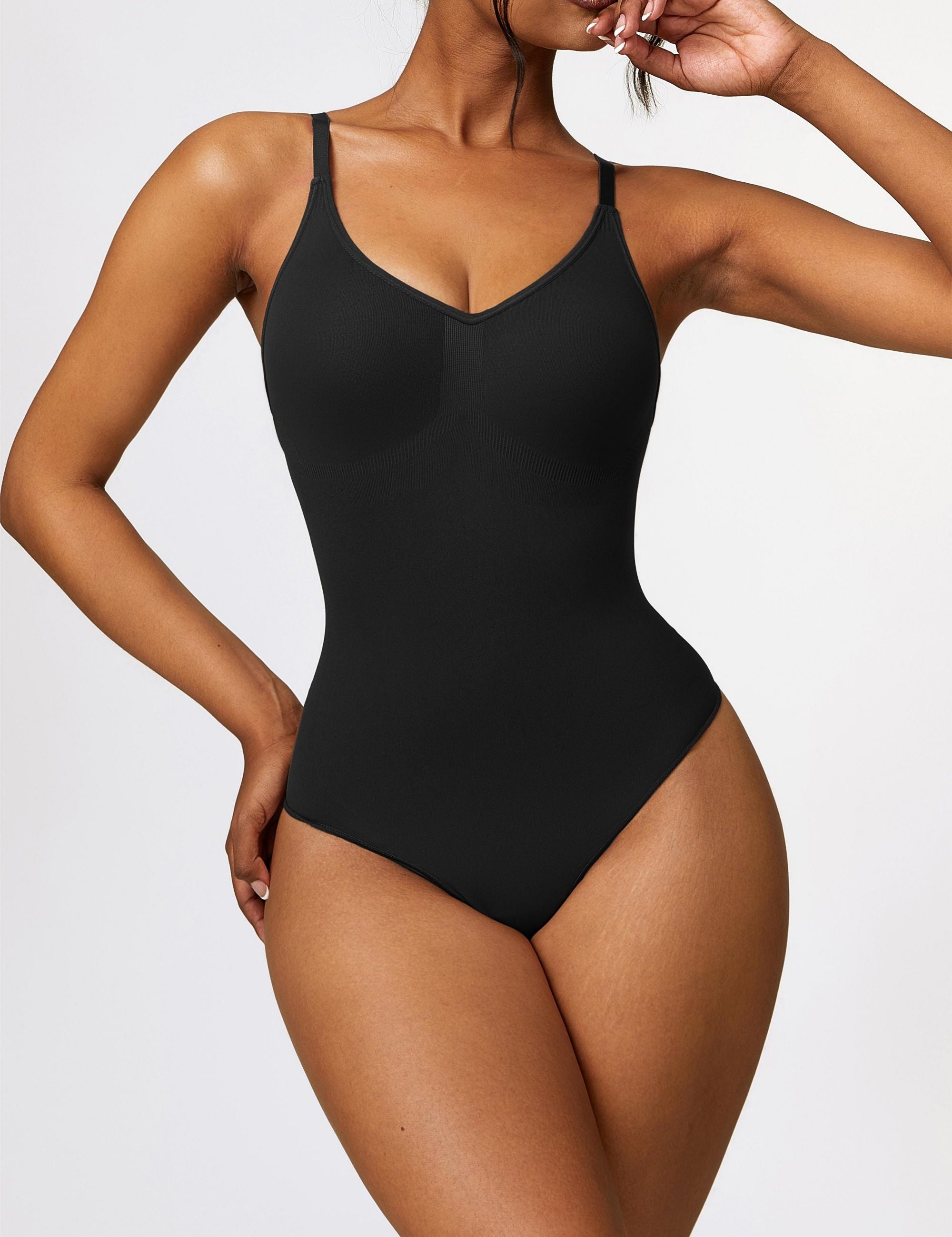 Scoop Neck Spaghetti Straps Shapewear Bodysuit by bornfocus