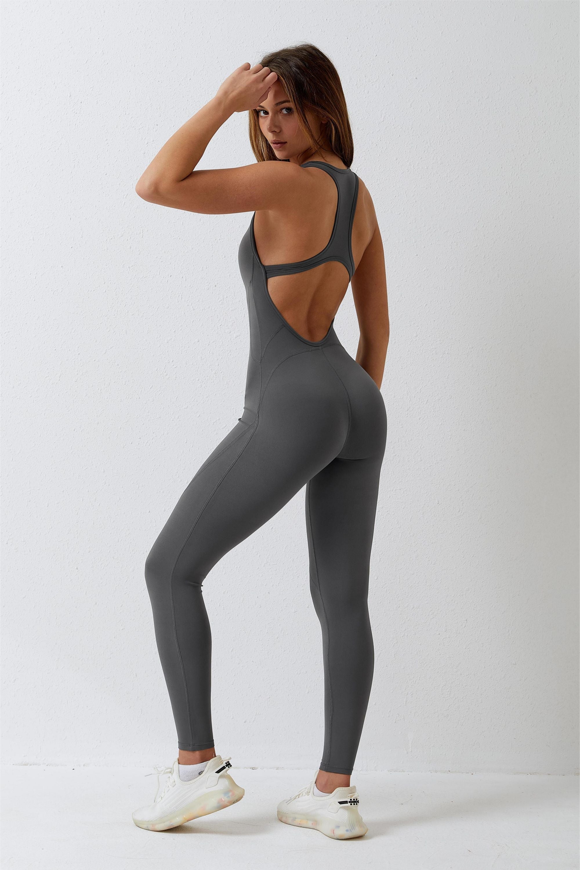 Sculpted Scoop Neck Racerback Jumpsuit by bornfocus