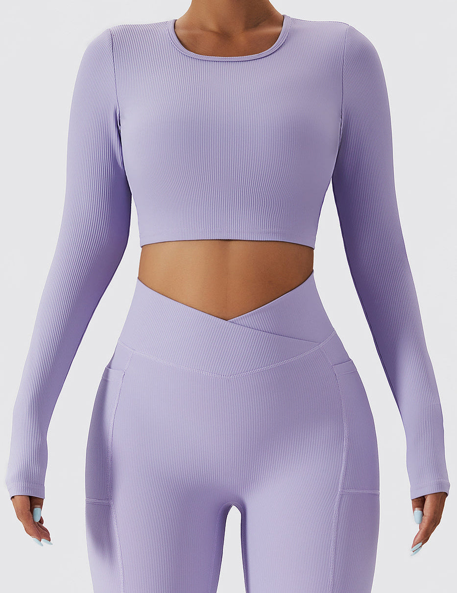 Seamless Backless Crop Long Sleeve Top by bornfocus