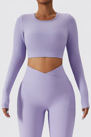 Seamless Backless Crop Long Sleeve Top by bornfocus