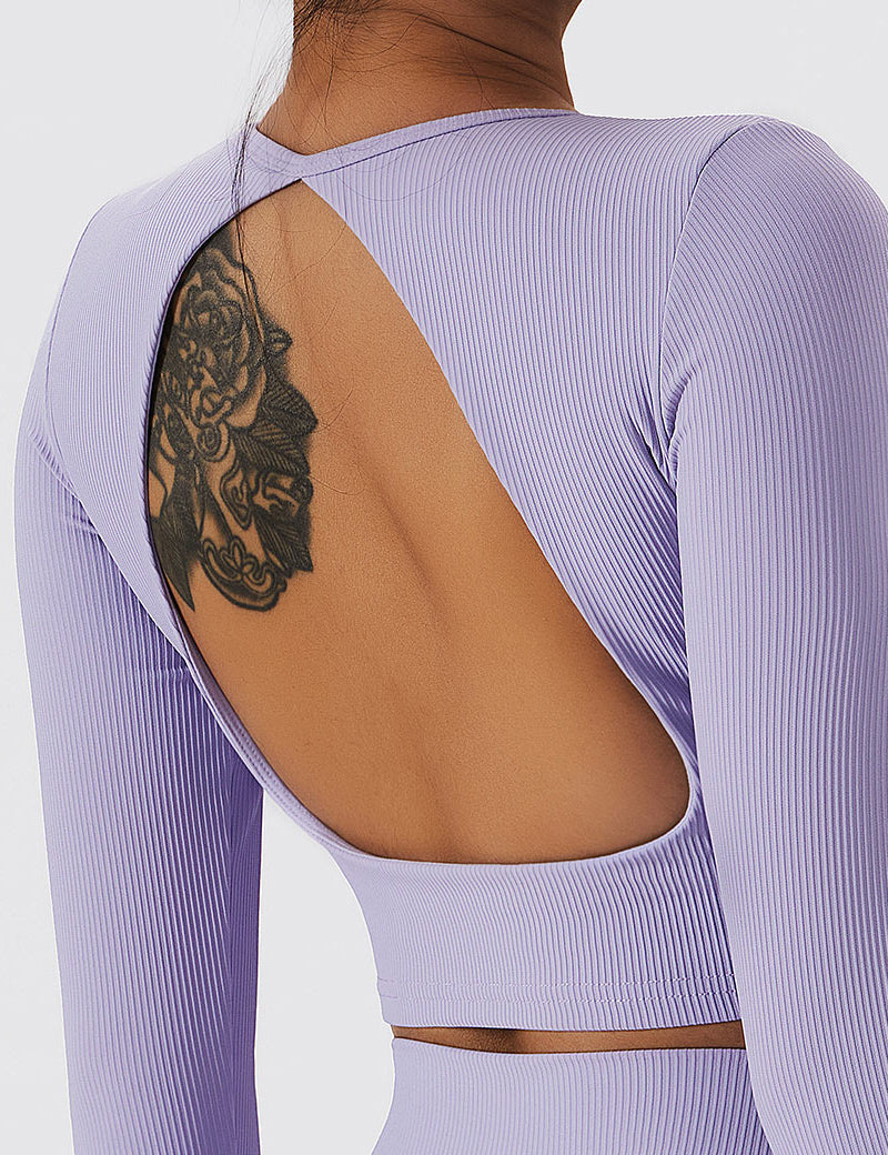 Seamless Backless Crop Long Sleeve Top by bornfocus