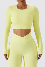 Seamless Backless Crop Long Sleeve Top by bornfocus