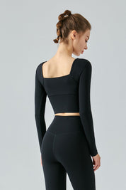 Long Sleeve Open Back Crop Shirts by bornfocus