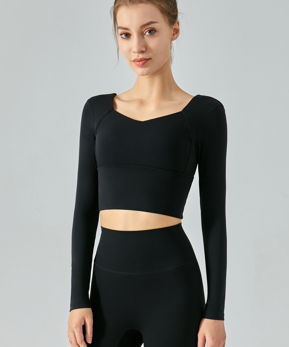 Long Sleeve Open Back Crop Shirts by bornfocus