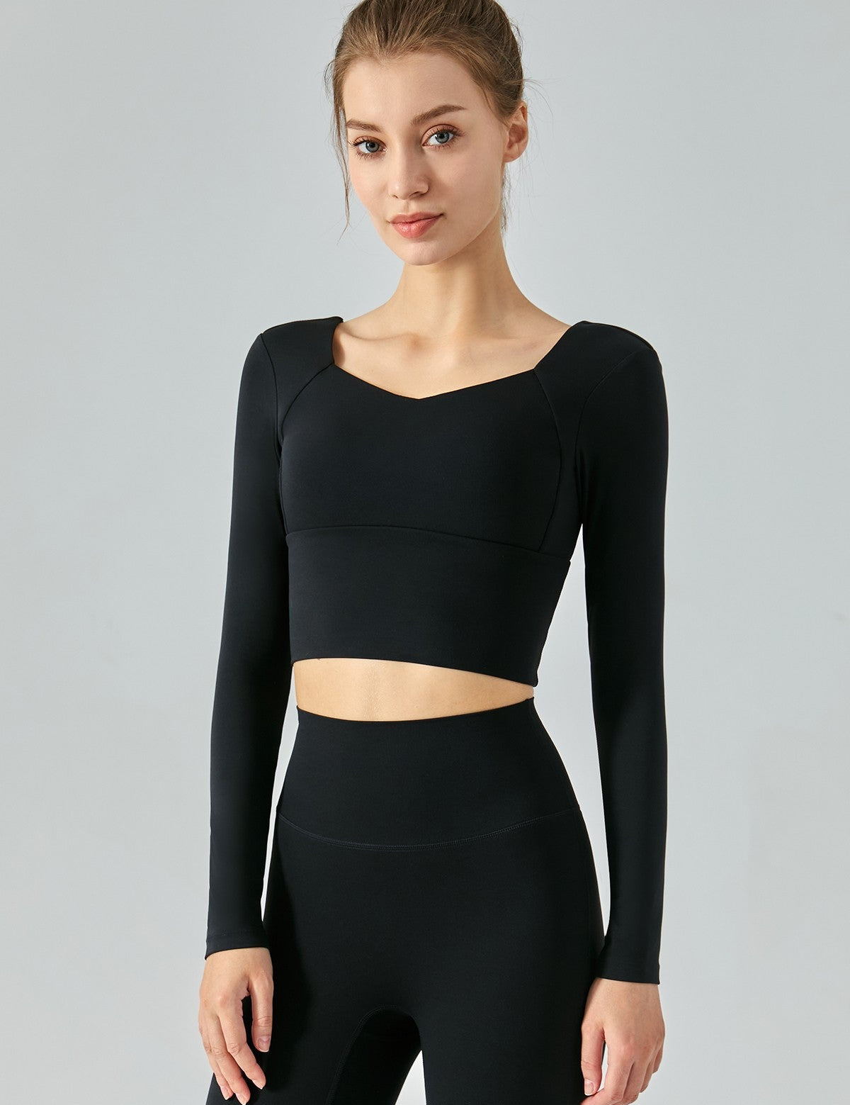 Long Sleeve Open Back Crop Shirts by bornfocus