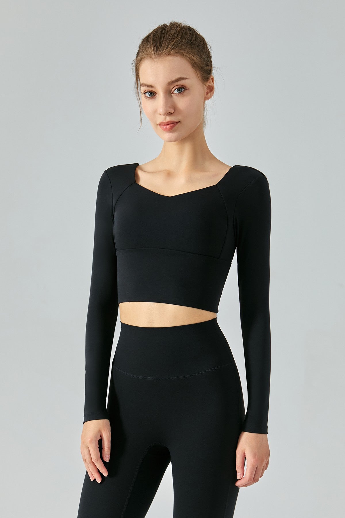 Long Sleeve Open Back Crop Shirts by bornfocus