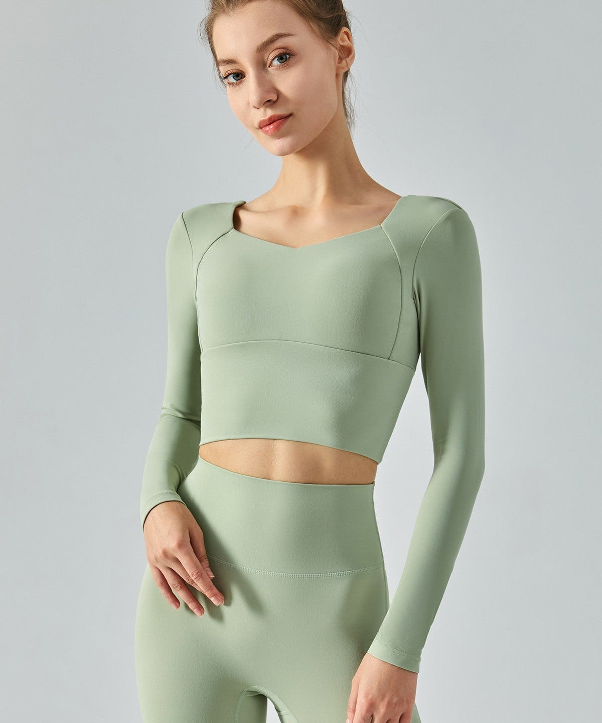 Long Sleeve Open Back Crop Shirts by bornfocus