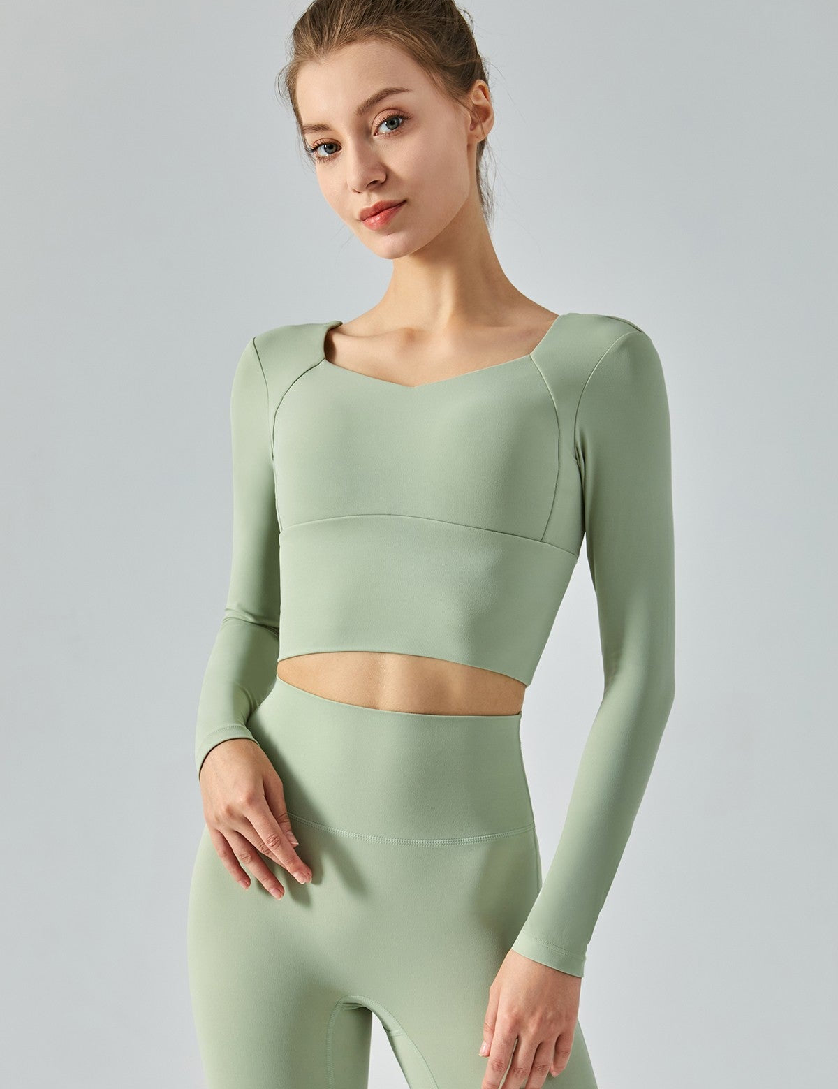 Long Sleeve Open Back Crop Shirts by bornfocus