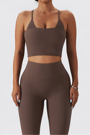 Seamless Ribbed Cross Back Sports Bra by bornfocus