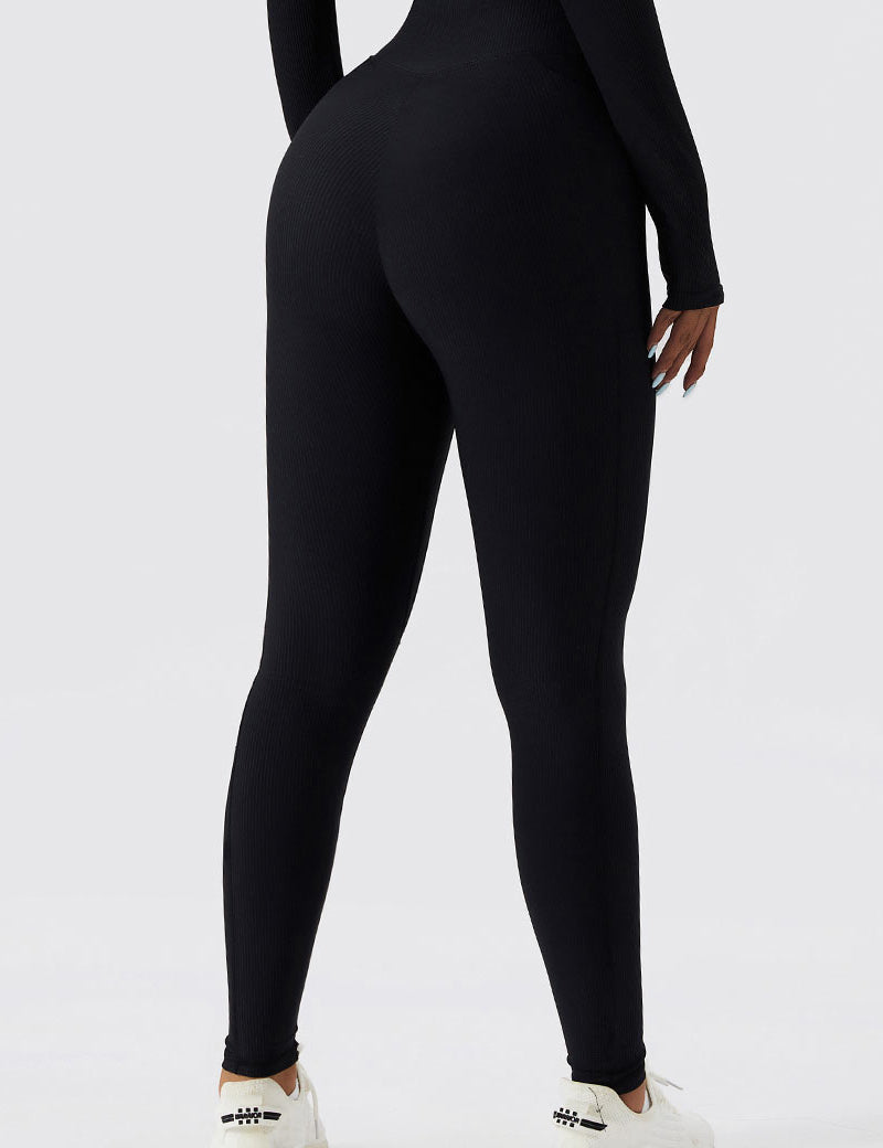 Ribbed V-Cross Leggings with Pockets by bornfocus