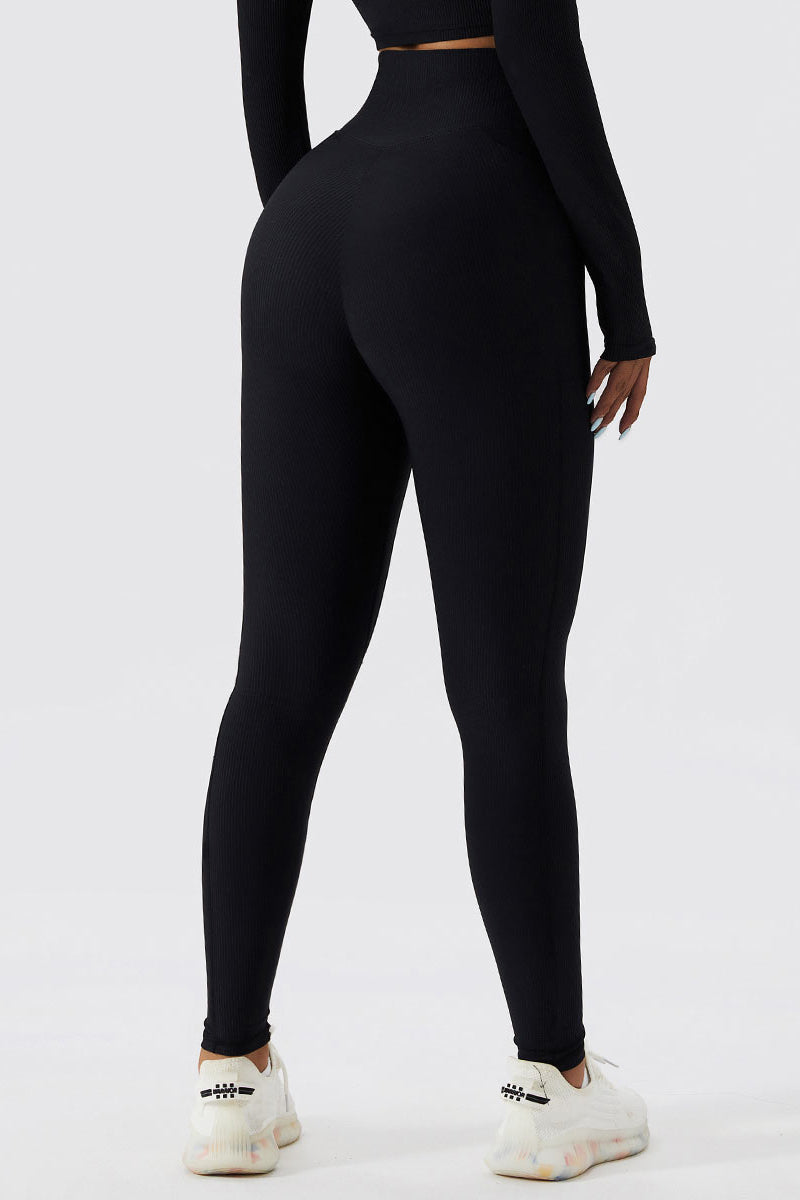 Ribbed V-Cross Leggings with Pockets by bornfocus