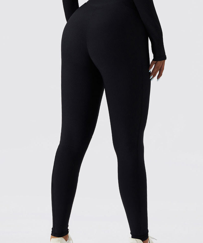 Ribbed V-Cross Leggings with Pockets by bornfocus