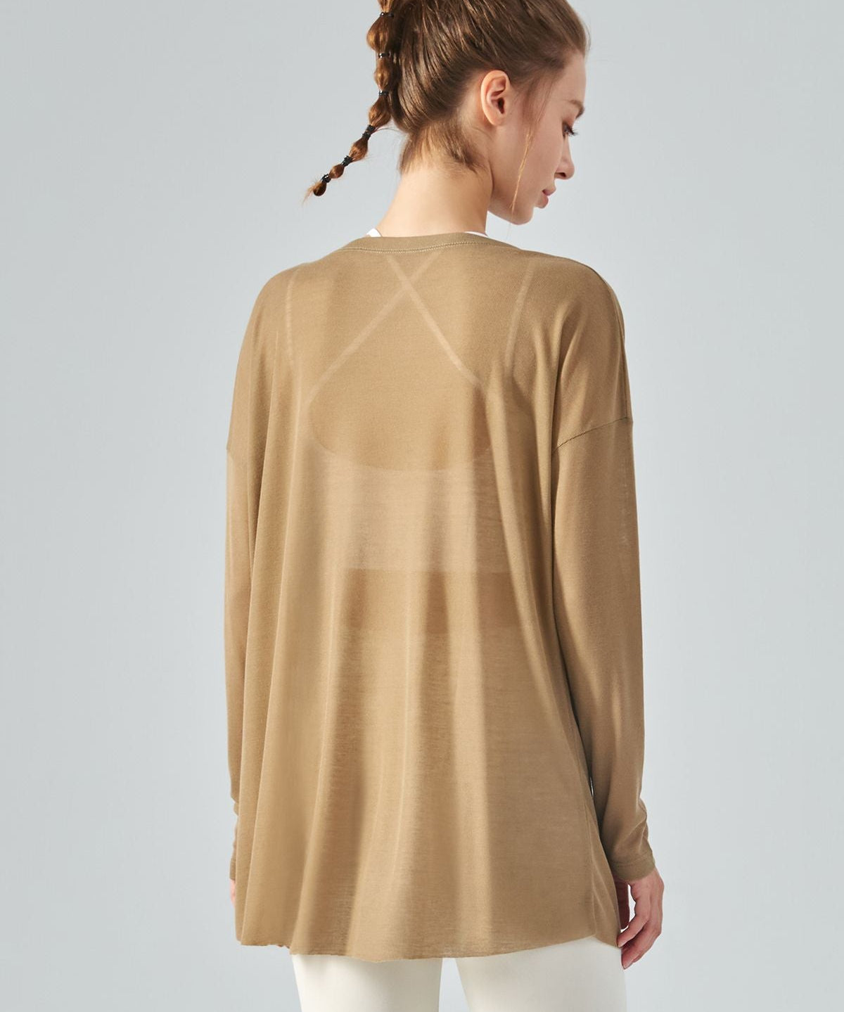 Sheer Mesh Long Sleeve Asymmetrical Hem Tops by bornfocus